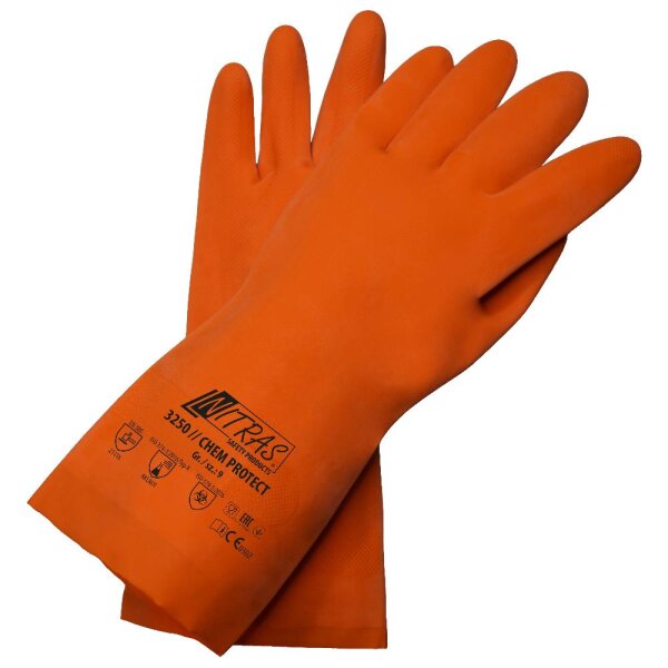 Nitras CHEM PROTECT, Chemikalienschutzhandschuh Latex, orange (3250)