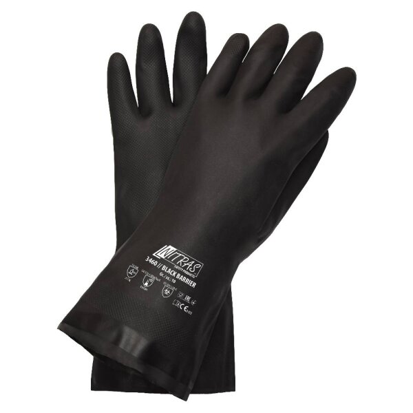 Nitras BLACK BARRIER, Chemikalienschutz- handschuhe, Chloropren, schwarz (3460)