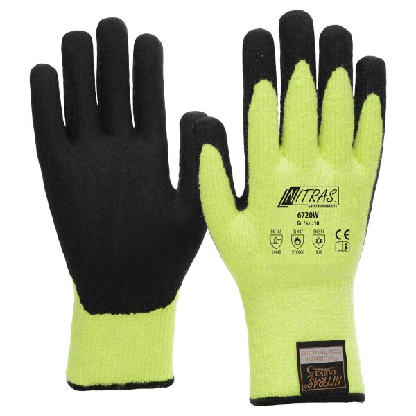 Nitras TAEKI WINTER CUT, Schnittschutzhandschuh e, nahtloses Terry-Schlingengewebe, neon (6720W)