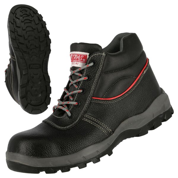 Nitras STEP MID MF, S3 Sicherheitsstiefel,halb- hoch, strapazierfähiges Vollleder, schwarz (7201MF)