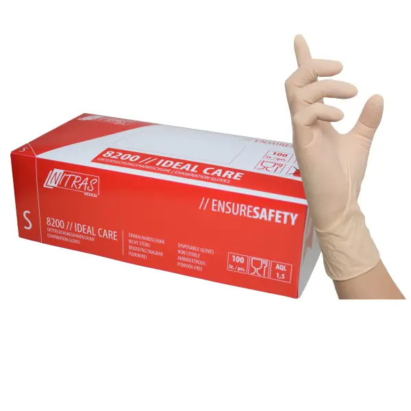 Nitras IDEAL CARE, Latex-Einmalhandschuhe, naturfarben...