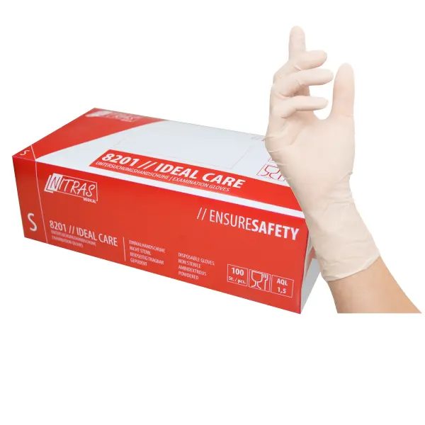 Nitras IDEAL CARE, Latex-Einmalhandschuhe, weiß...