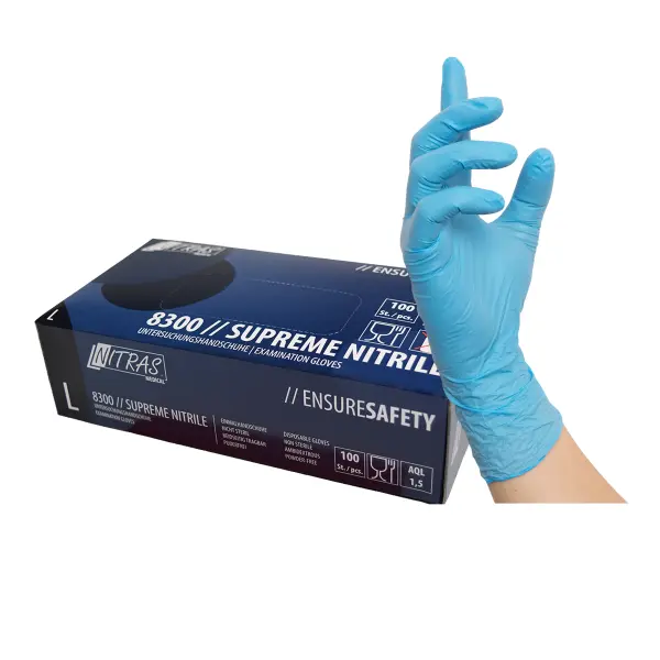 Nitras SUPREME NITRILE, Nitril-Einmalhandschuhe blau (8300)