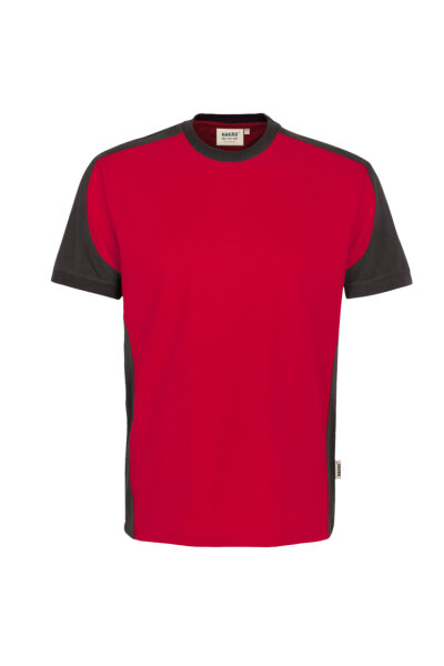 HAKRO T-Shirt Contrast Mikralinar® rot/anthrazit, M (290-02-M)