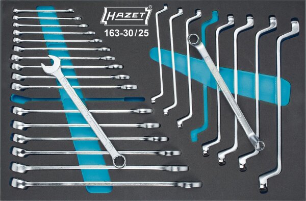 HAZET Ring-Maulschlüssel- / Doppel-Ringschlüssel Satz 163-30/25 - Außen-Doppel-Sechskant Profil, Außen-Doppel-Sechskant-Tractionsprofil - Anzahl Werkzeuge: 25