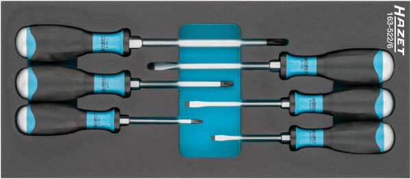 HAZET Schraubendreher Satz 163-522/6 - Schlitz Profil, Kreuzschlitz Profil PH - Anzahl Werkzeuge: 6