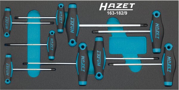 HAZET Schraubendreher Satz - mit T-Griff 163-182/9 - Innen TORX® Profil - T6 – T30 - Anzahl Werkzeuge: 9