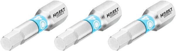 HAZET Bit 2204N-4/3 - Sechskant6,3 (1/4 Zoll) - Innen-Sechskant Profil - 4 mm - Anzahl Werkzeuge: 3