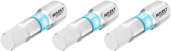 HAZET Bit 2204N-5/3 - Sechskant6,3 (1/4 Zoll) - Innen-Sechskant Profil - 5 mm - Anzahl Werkzeuge: 3