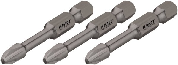 HAZET Schlag-, Maschinenschrauber Torsions-Bits 2215SLG-PH1/3 - Sechskant6,3 (1/4 Zoll) - Kreuzschlitz Profil PH - PH1 - Anzahl Werkzeuge: 3