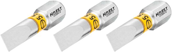 HAZET Bit 2208N-8/3 - Sechskant6,3 (1/4 Zoll) - Schlitz Profil - 0.8 x 5.5 mm - Anzahl Werkzeuge: 3