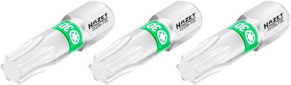 HAZET Bit 2223N-T30/3 - Sechskant6,3 (1/4 Zoll) - Innen TORX® Profil - T30 - Anzahl Werkzeuge: 3