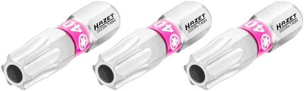 HAZET Bit 2223N-T40H/3 - Sechskant6,3 (1/4 Zoll) - Tamper Resistant TORX® Profil - T40H - Anzahl Werkzeuge: 3