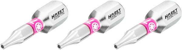HAZET Bit 2223N-T7H/3 - Sechskant6,3 (1/4 Zoll) - Tamper Resistant TORX® Profil - T7H - Anzahl Werkzeuge: 3