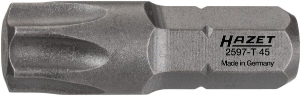 HAZET Bit 2597-T45 - Sechskant6,3 (1/4 Zoll) - Innen TORX® Profil - T45