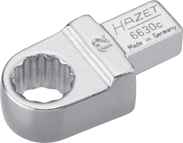 HAZET Einsteck-Ringschlüssel 6630C-12 - Einsteck-Vierkant 9 x 12 mm - Außen-Doppel-Sechskant-Tractionsprofil - 12 mm