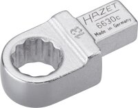 HAZET Einsteck-Ringschlüssel 6630C-13 - Einsteck-Vierkant 9 x 12 mm - Außen-Doppel-Sechskant-Tractionsprofil - 13 mm