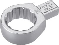 HAZET Einsteck-Ringschlüssel 6630C-22 - Einsteck-Vierkant 9 x 12 mm - Außen-Doppel-Sechskant-Tractionsprofil - 22 mm