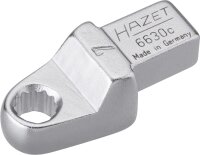 HAZET Einsteck-Ringschlüssel 6630C-7 - Einsteck-Vierkant 9 x 12 mm - Außen-Doppel-Sechskant-Tractionsprofil - 7 mm