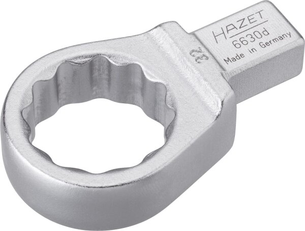 HAZET Einsteck-Ringschlüssel 6630D-32 - Einsteck-Vierkant 14 x 18 mm - Außen-Doppel-Sechskant-Tractionsprofil - 32 mm