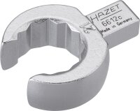 HAZET Einsteck-Ringschlüssel - offen 6612C-21 - Einsteck-Vierkant 9 x 12 mm - Außen-Doppel-Sechskant Profil - 21 mm