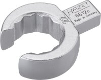 HAZET Einsteck-Ringschlüssel - offen 6612C-22 - Einsteck-Vierkant 9 x 12 mm - Außen-Doppel-Sechskant Profil - 22 mm