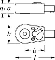 HAZET Bit Einsteck-Umschaltknarre 6408-1 - Einsteck-Vierkant 9 x 12 mm - Sechskant8 mm (5/16 Zoll), Innen-Sechskant Profil