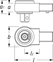 HAZET Einsteck-Umschaltknarre 6401N - Einsteck-Vierkant 9 x 12 mm - Vierkant 6,3 mm (1/4 Zoll)
