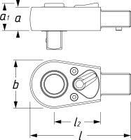 HAZET Einsteck-Umschaltknarre 6401-1S - Einsteck-Vierkant 9 x 12 mm - Vierkant 6,3 mm (1/4 Zoll)