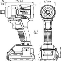 HAZET Mini Akku-Schlagschrauber Satz - 18 V 9212M-1 - Lösemoment maximal: 270 Nm - Vierkant 12,5 mm (1/2 Zoll) - Anzahl Werkzeuge: 3
