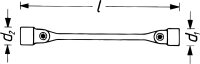 HAZET Doppel-Gelenksteckschlüssel 645-10X11 - Außen-Doppel-Sechskant Profil - 10 x 11 mm