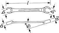 HAZET Doppel-Ringschlüssel - offen 612-13X15 - Außen-Doppel-Sechskant Profil - 13 x 15 mm