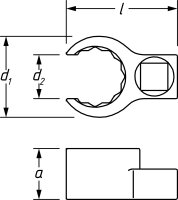 HAZET Ringschlüssel - Doppelsechskant - offen 848Z-27 - Vierkant10 mm (3/8 Zoll) - Außen-Doppel-Sechskant Profil - 27 mm - Innenvierkant 10 = 3?8?
