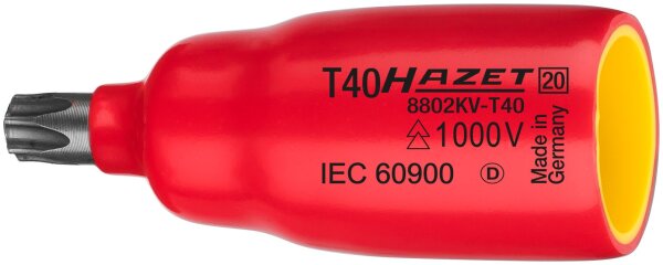 HAZET Schraubendreher-Steckschlüsseleinsatz 8802KV-T10 - Vierkant10 mm (3/8 Zoll) - Innen TORX® Profil - T10