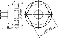 HAZET Nkw Achsmutter-Steckschlüssel 4937-85 - Außen-Sechskant Profil - 85 mm