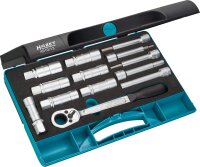 HAZET Stoßdämpfer-Werkzeug Satz 4910/13 - Vierkant12,5 mm (1/2 Zoll) - Innen TORX® Profil, Innen-Sechskant Profil, Zapfenprofil hohl, Außen-Sechskant Profil - Anzahl Werkzeuge: 13