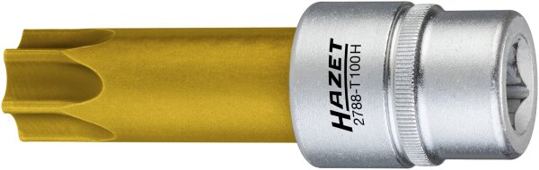 HAZET Nockenwellen-Versteller TORX® Schraubendreher-Einsatz - mit Bohrung 2788-T100H - Vierkant12,5 mm (1/2 Zoll) - Tamper Resistant TORX® Profil - T100H