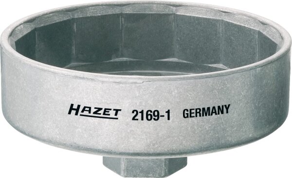 HAZET Ölfilter-Schlüssel 2169-1 - Vierkant12,5 mm (1/2 Zoll) - Außen-15-kant Profil - 102 mm