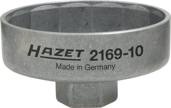 HAZET Ölfilter-Schlüssel 2169-10 - Vierkant10 mm (3/8 Zoll) - Außen-14-kant Profil - 82 mm