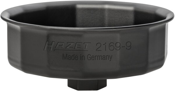 HAZET Ölfilter-Schlüssel 2169-9 - Außen-Sechskant 24 mm, Vierkant12,5 mm (1/2 Zoll) - Außen-15-kant Profil