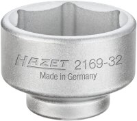 HAZET Ölfilter-Schlüssel 2169-32 - Vierkant10 mm (3/8 Zoll) - Außen-Sechskant Profil - 43 mm