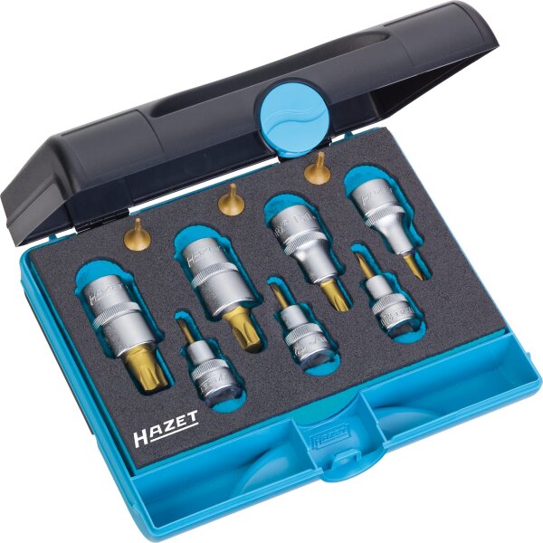 HAZET Werkzeug Satz TORX® 1557/10 - Vierkant6,3 mm (1/4 Zoll), Vierkant10 mm (3/8 Zoll), Vierkant12,5 mm (1/2 Zoll) - Innen TORX® Profil - Anzahl Werkzeuge: 10