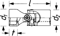 HAZET Gelenk Steckschlüsseleinsatz - Doppelsechskant 880G-Z16 - Vierkant10 mm (3/8 Zoll) - Außen-Doppel-Sechskant-Tractionsprofil - 16 mm