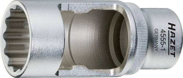 HAZET Einspritzdüsen-Werkzeug 4555-1 - Vierkant12,5 mm (1/2 Zoll) - Außen-Doppel-Sechskant Profil - 27 mm