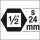 HAZET Schlag-, Maschinenschrauber Steckschlüsseleinsatz - Doppelsechskant 900SZ6-24 - Vierkant12,5 mm (1/2 Zoll), Außen-Sechskant 24 mm - Außen-Doppel-Sechskant-Tractionsprofil - 24 mm