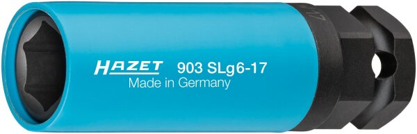 HAZET Schlag-, Maschinenschrauber Steckschlüsseleinsatz - Sechskant 903SLG6-17 - Vierkant12,5 mm (1/2 Zoll), Außen-Sechskant 24 mm - Außen-Sechskant-Tractionsprofil - 17 mm