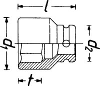 HAZET Schlag-, Maschinenschrauber Steckschlüsseleinsatz - Sechskant 900SLG-16 - Vierkant12,5 mm (1/2 Zoll) - Außen-Sechskant-Tractionsprofil - 16 mm