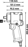 VIGOR Schlagschrauber - Mini - V5671 - Lösemoment maximal: 1000 Nm - Vierkant 12,5 mm (1/2 Zoll) - 118 mm - Jumbo Hammer-Schlagwerk