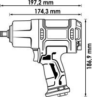 VIGOR Schlagschrauber - V4800N - Lösemoment maximal: 1720 Nm - Vierkant 12,5 mm (1/2 Zoll) - Hochleistungs-Doppelhammer-Schlagwerk