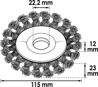 VIGOR Scheibenbürste für Winkelschleifer - 115 mm - gezopft - V6804